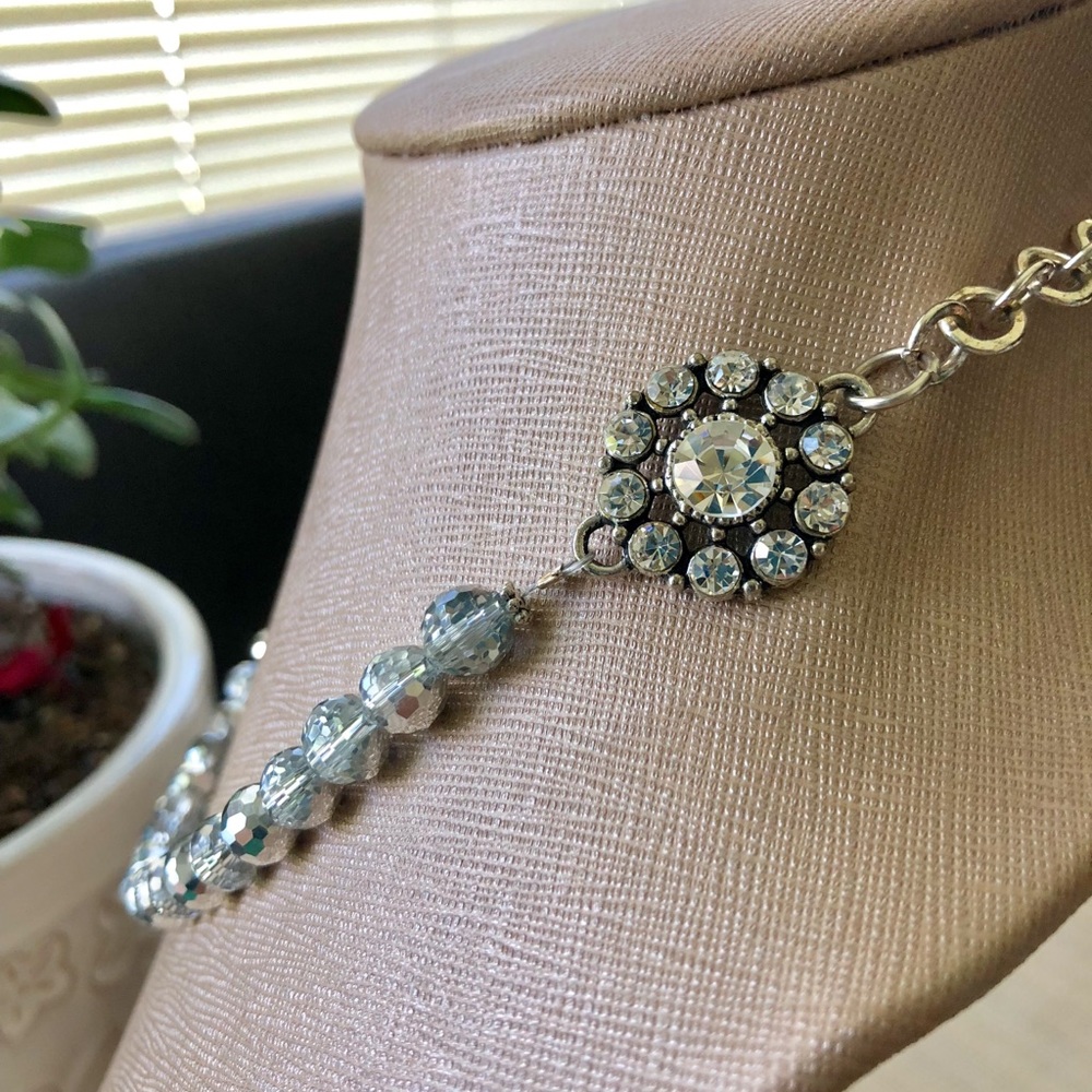 Gorgeous Silver Sparkle Charm Bead Necklace